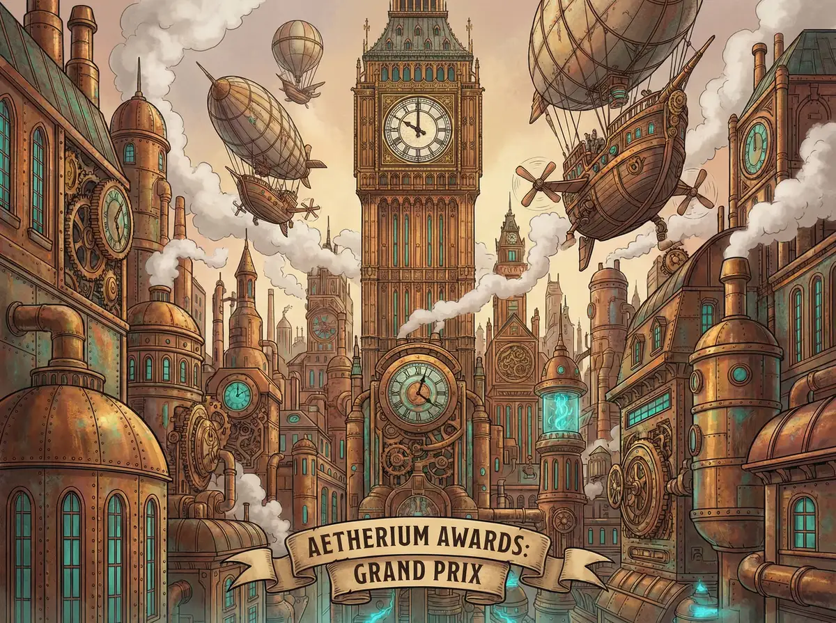 吃瓜大赛 参赛作品 - 蒸汽纪元插画作品